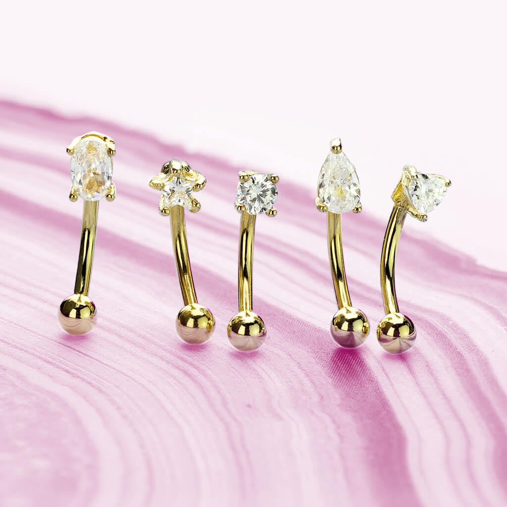Augenbrauenpiercing Silber Zirkonia