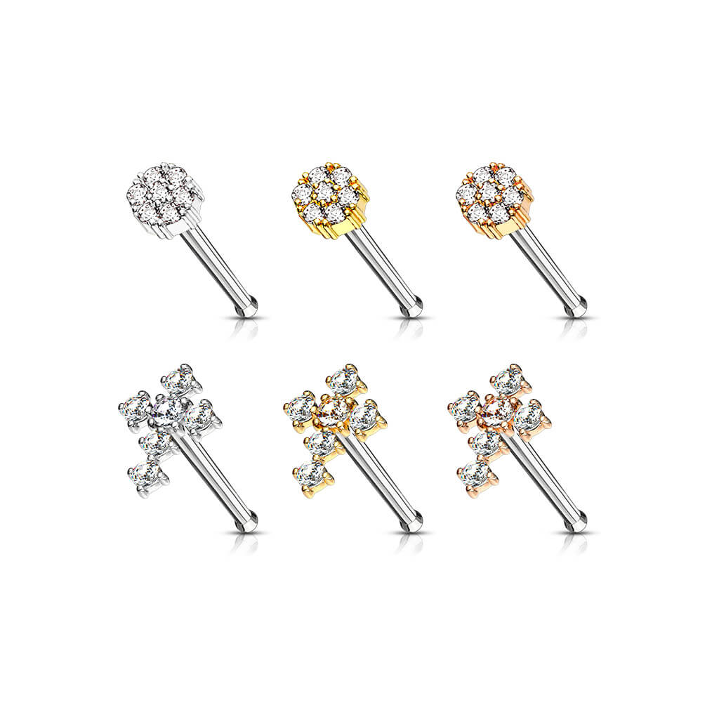 Nasenstecker Blume Kreuz Zirkonia