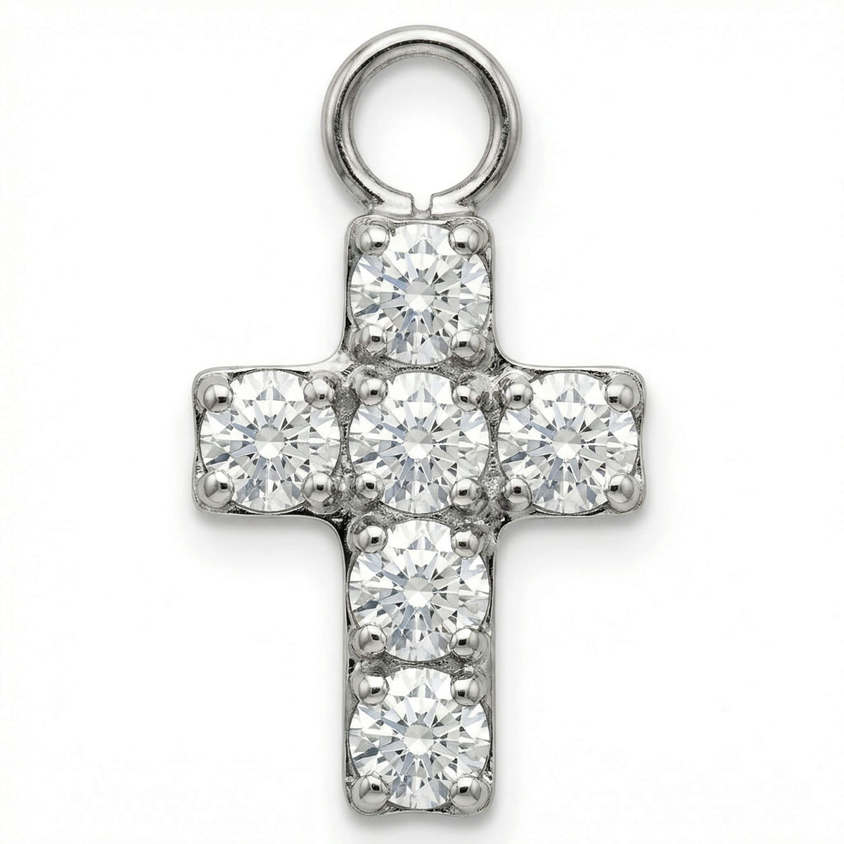 Titanium Attachment Cross With Clear Stones