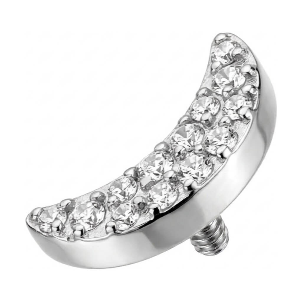 Titanium Top Crescent Moon Zirconia Internally Threaded