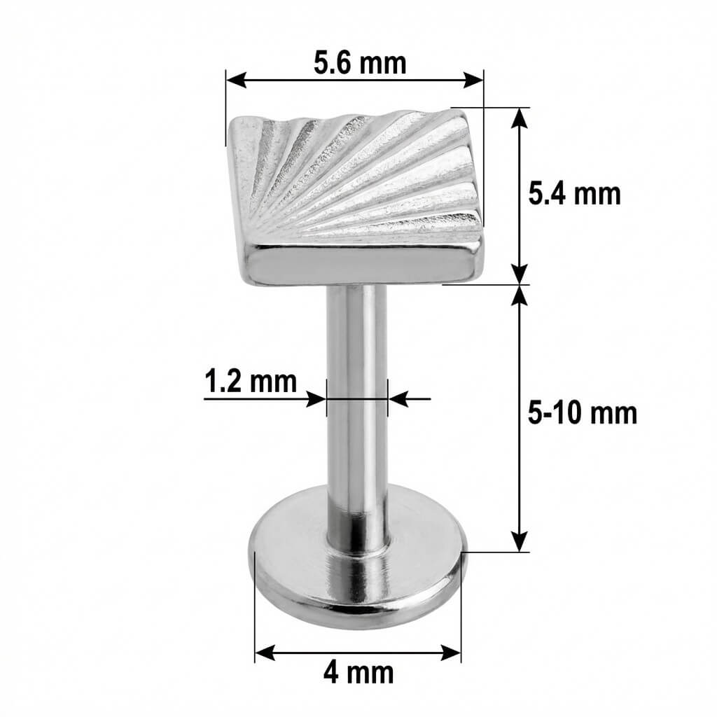 Titanium Labret Textured Fan Shape Design Internally Threaded