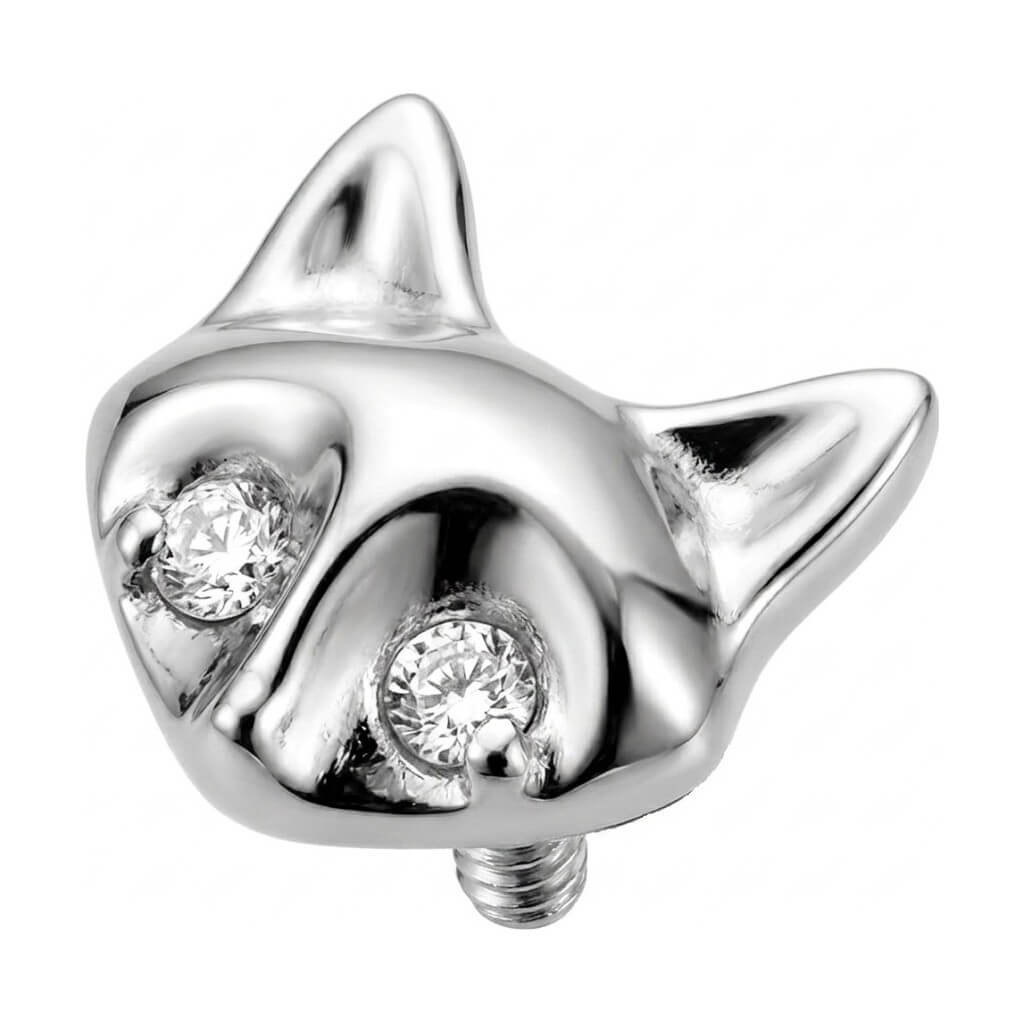 Titanium Top Cat Head With Zirconia Eyes Internally Threaded