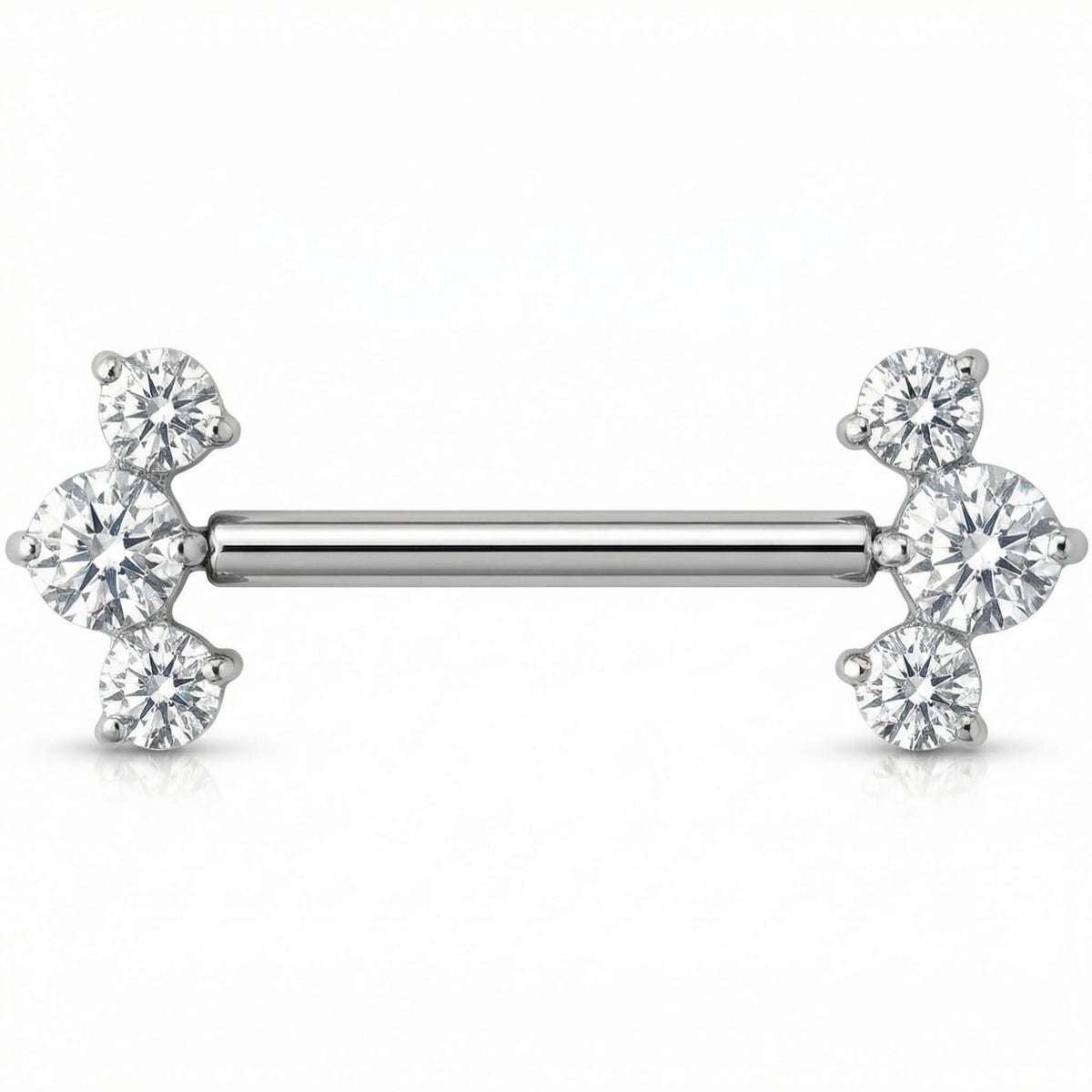 Titanium Nipple Piercing Triple Crystal Cluster Push-In