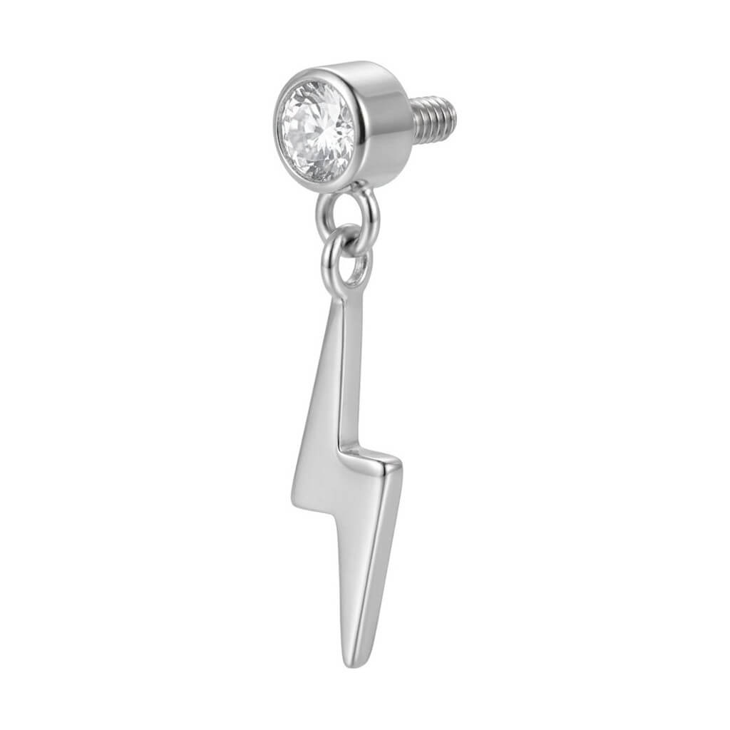 Titanium Top Dangle Lightning Bolt Zirconia Internally Threaded