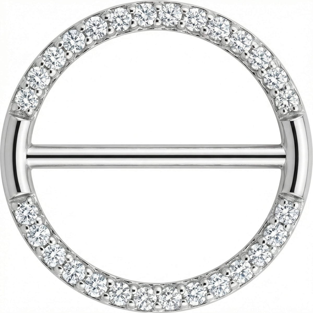 Titanium Nipple Piercing Paved Crystal Circle Clicker