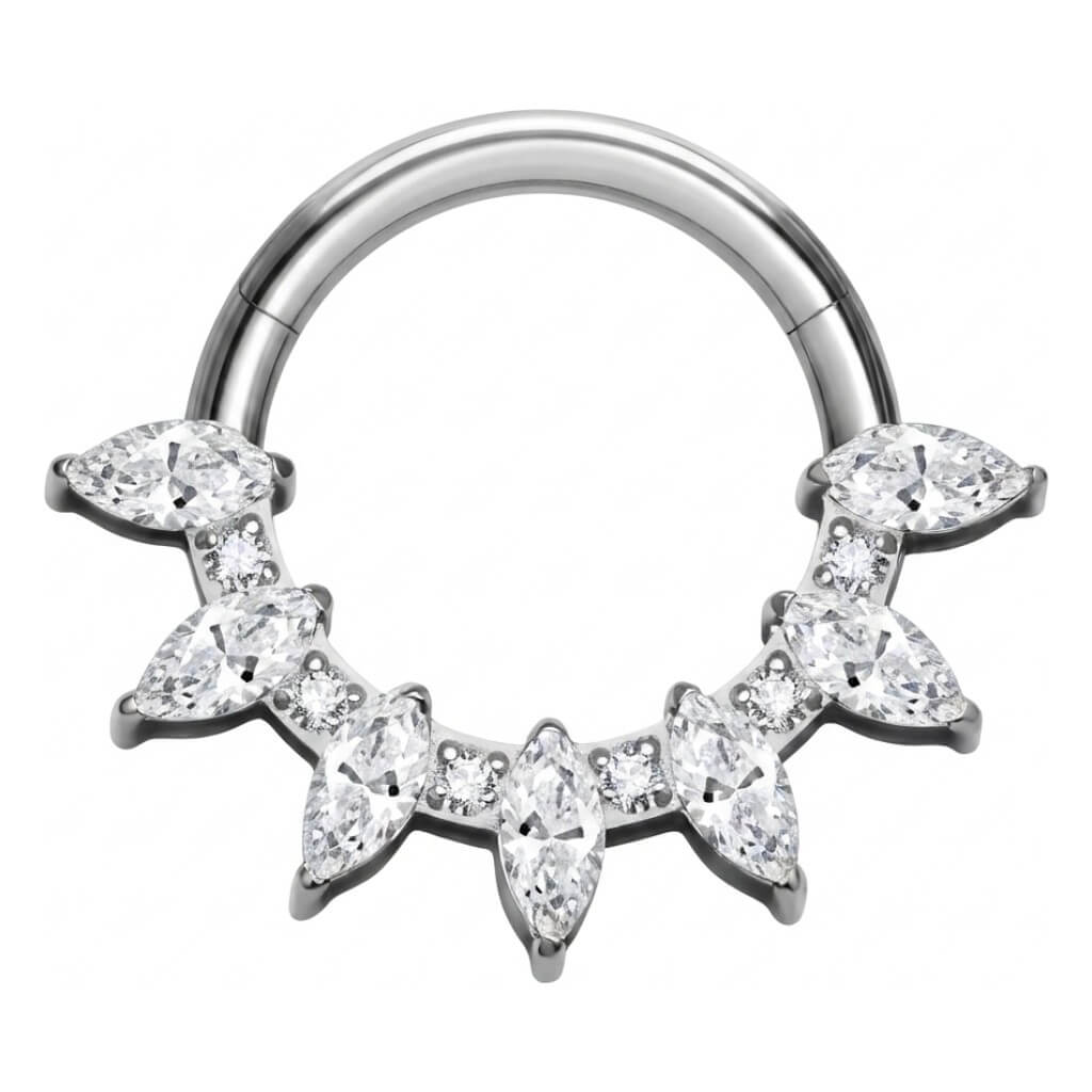 Titanium Ring Marquise Zirconias Clicker