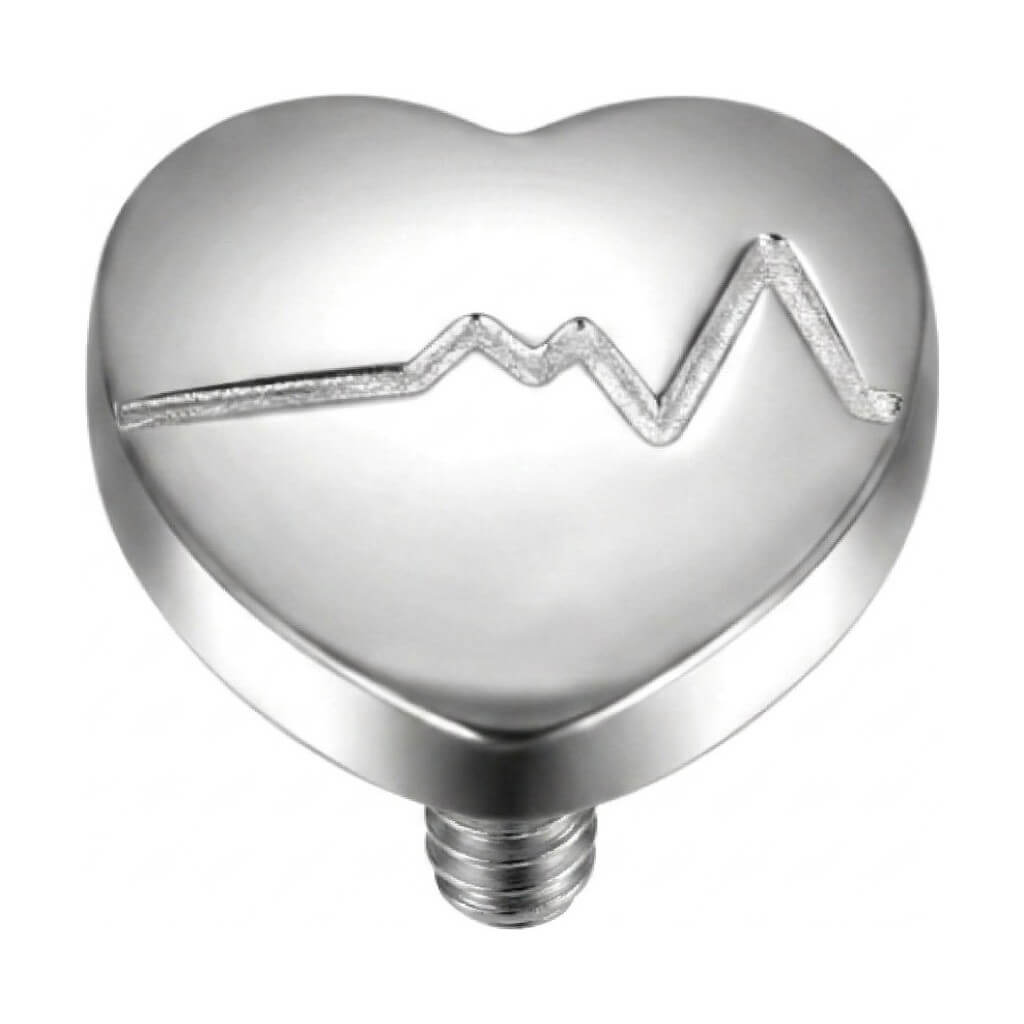 Titanium Top Heartbeat Line Heart Internally Threaded