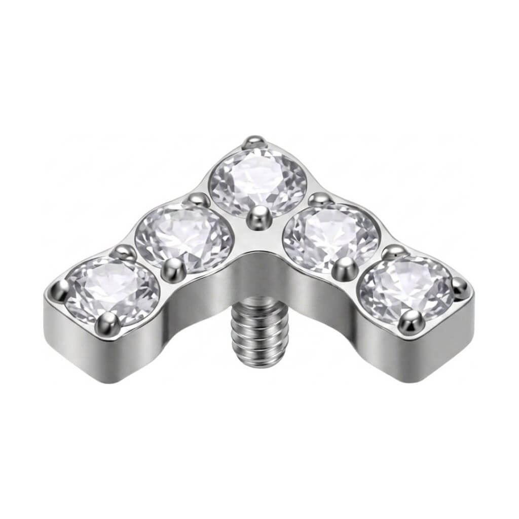 Titanium Top Curved Five Stone Chevron Push-In