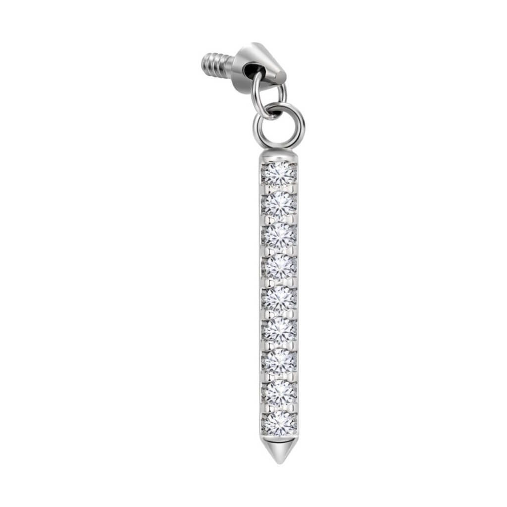 Titanium Top Dangling Paved Stone Spike Internally Threaded