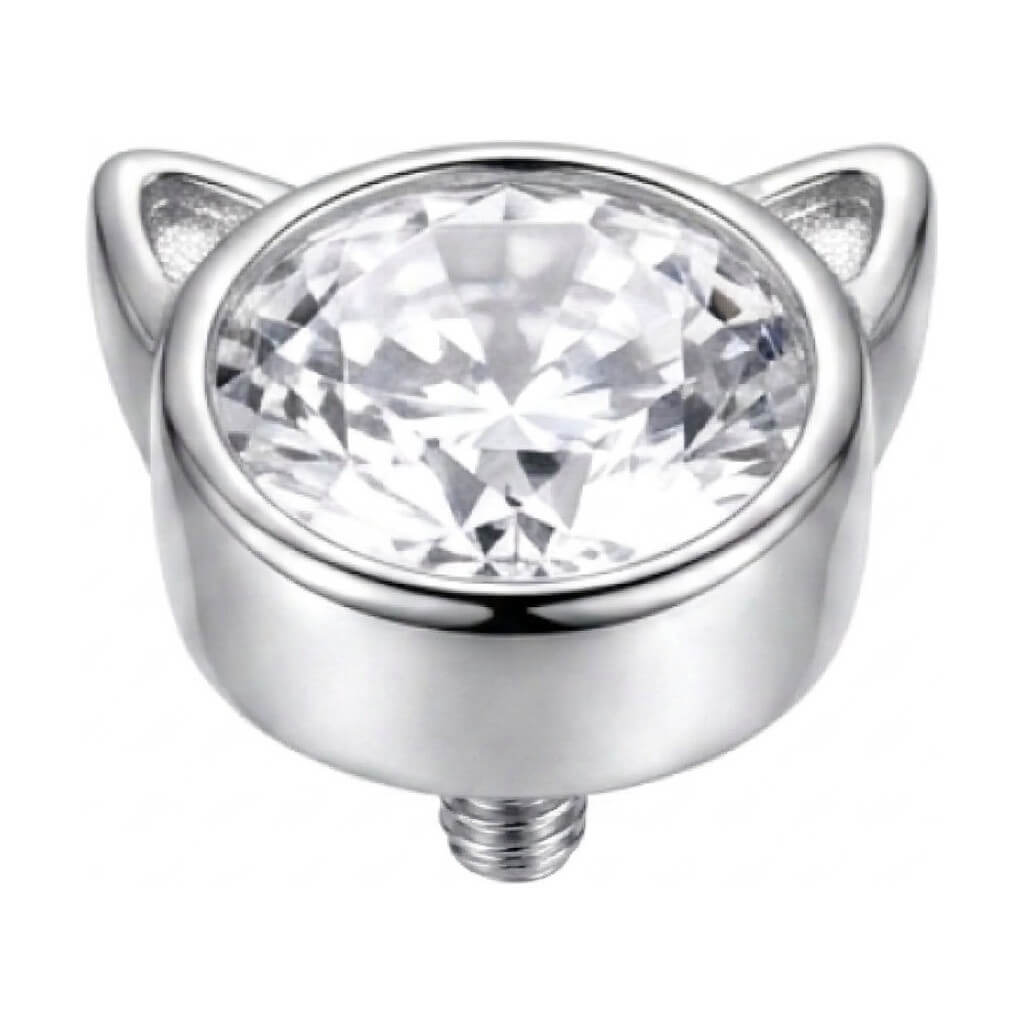 Titanium Top Cat Ears Round Stone Internally Threaded