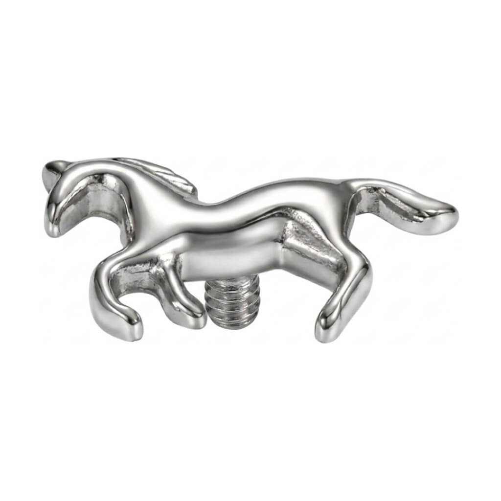Titanium Top Galloping Horse Silhouette Internally Threaded