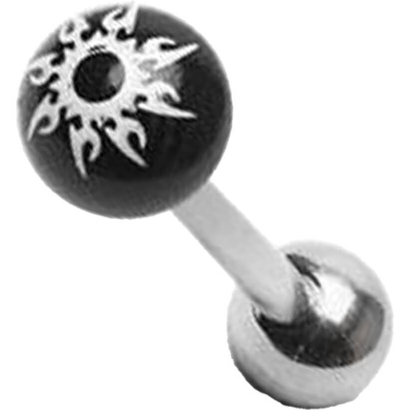 Tongue Barbell Acrylic Sun Tribal Ball