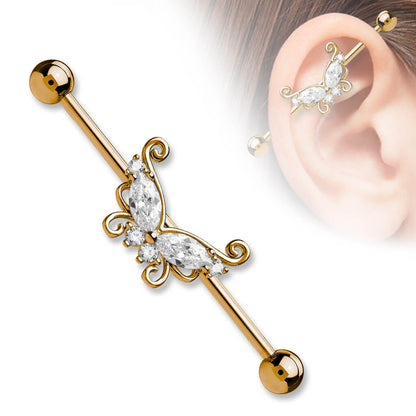 Industrial Barbell Butterfly Zirconia