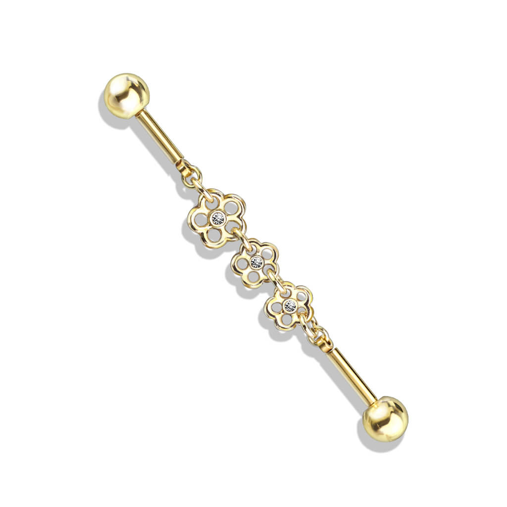 Industrial Barbell 3 Flowers Zirconia