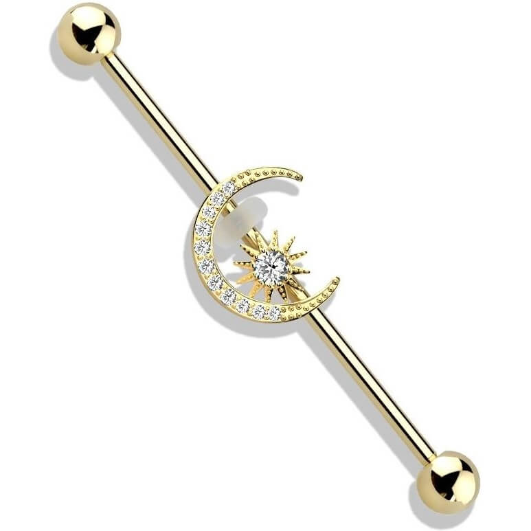 Industrial Barbell Moon Star Zirconia