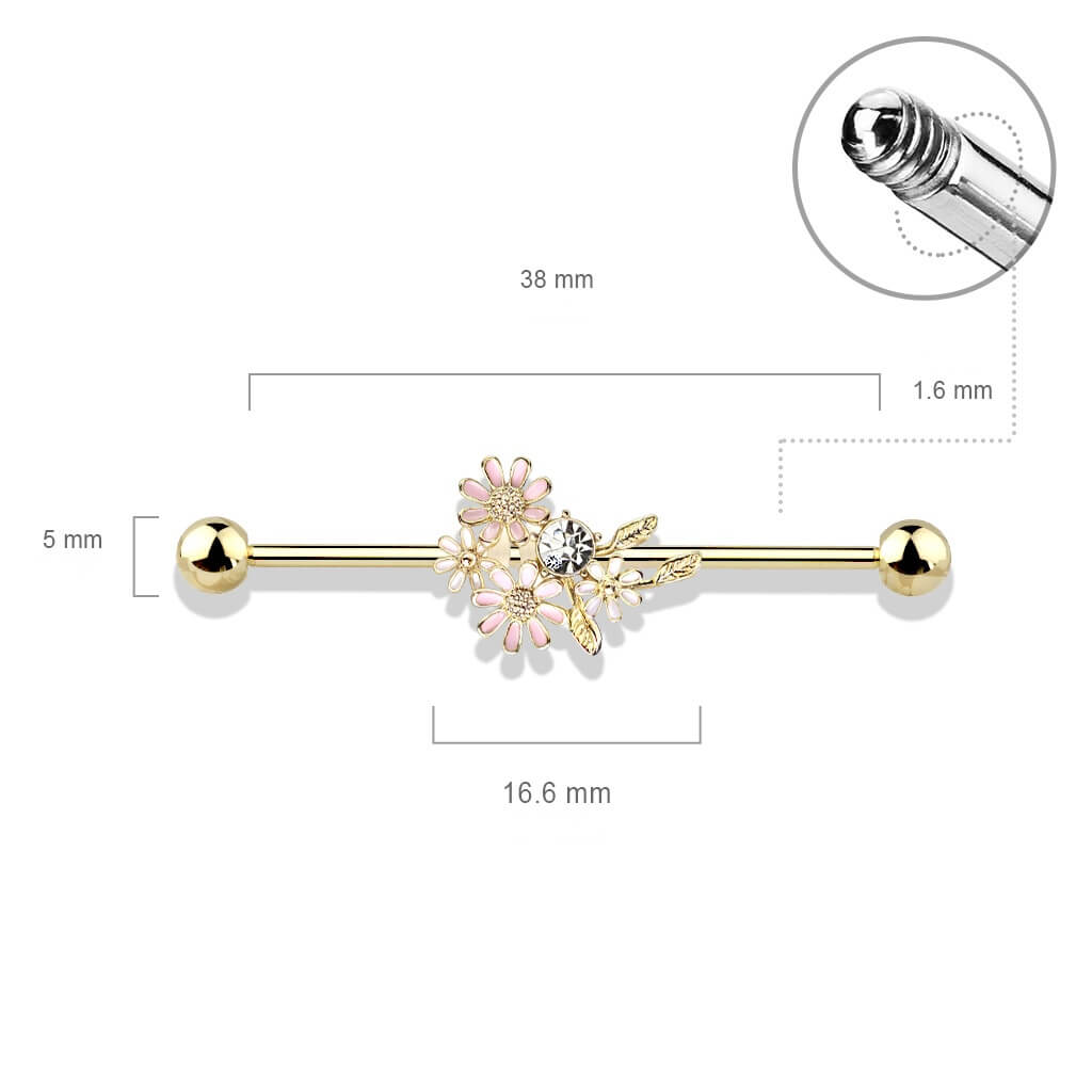 Industrial Barbell Blumenstrauß Zirkonia