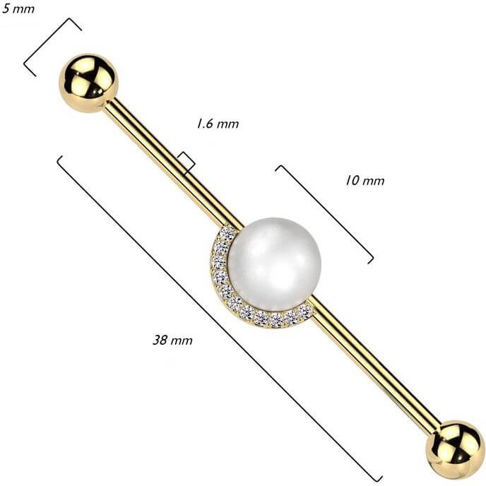 Barbell Industrial Perla Centrale con Zirconi