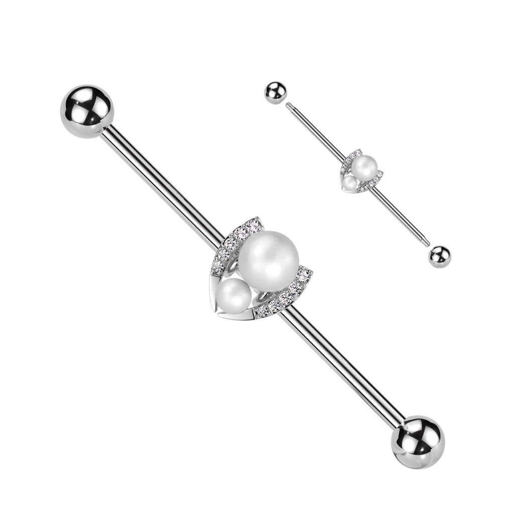 Barbell Industrial Perle con Ferro di Cavallo di Zirconi