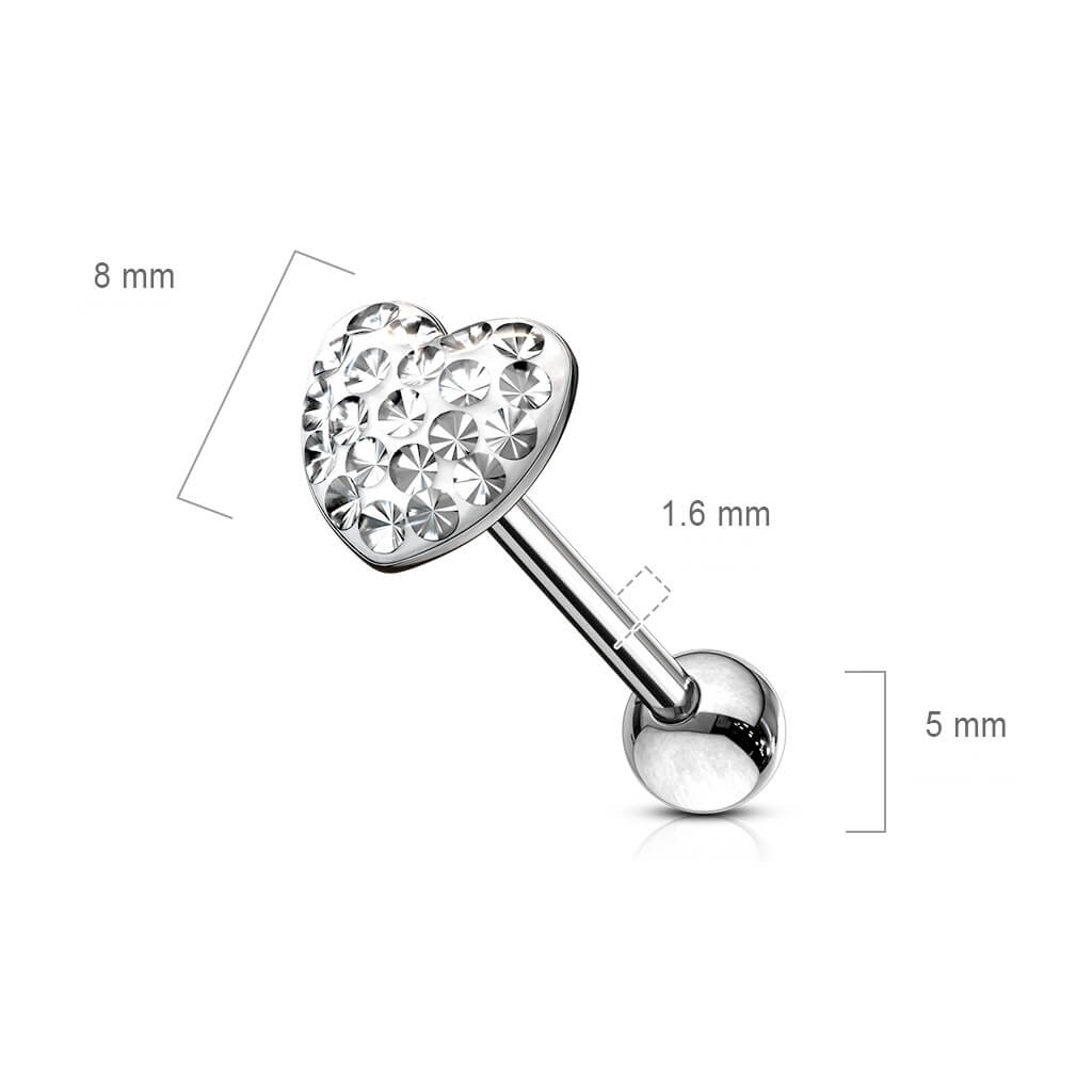 Zungenpiercing Herz Zirkonia