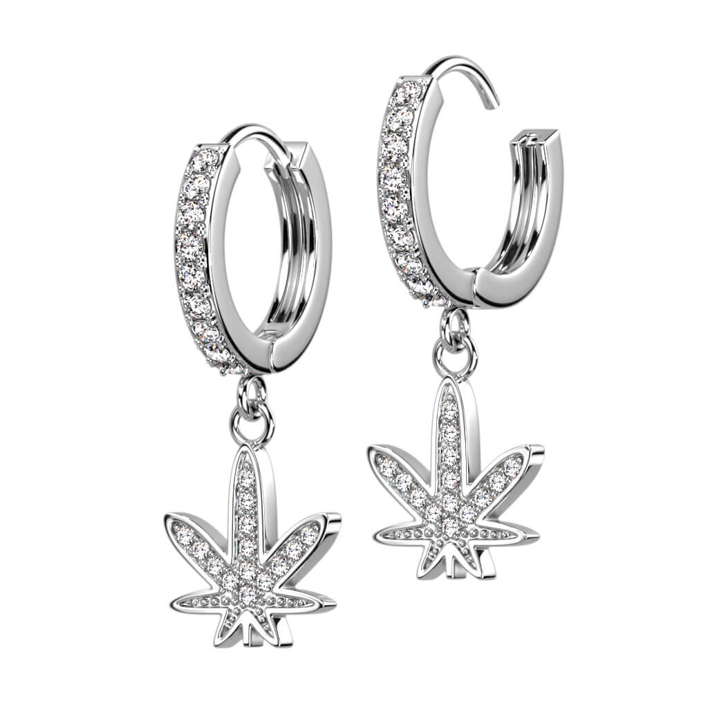 Hemp Leaf dangle Zirconia Clicker