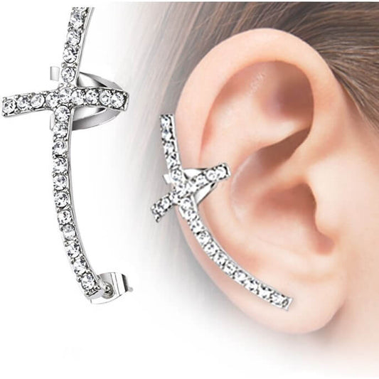 Earcuff Ear Cuff Cross Zirconia Bendable