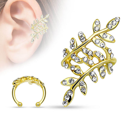 Earcuff Ear Cuff Blätter Zirkonia Biegbar