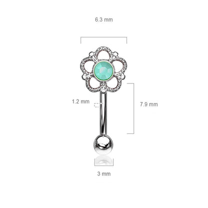 Eyebrow Piercing Flower Turquoise