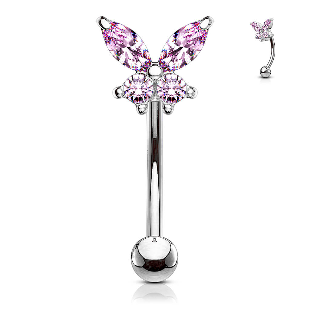 Eyebrow Piercing Butterfly Zirconia