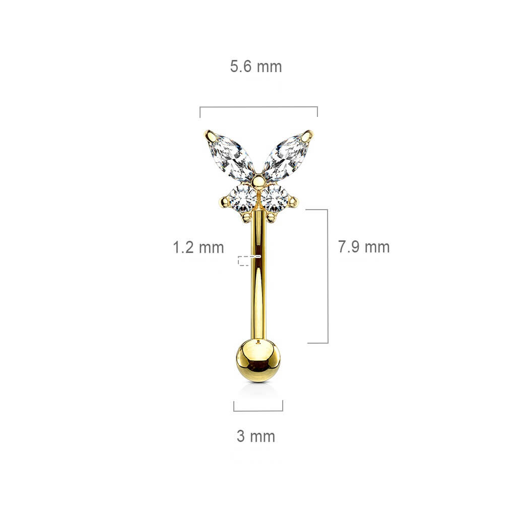 Eyebrow Piercing Butterfly Zirconia