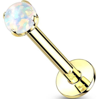 Oro 14kt Ópalo redondo Push In Labret