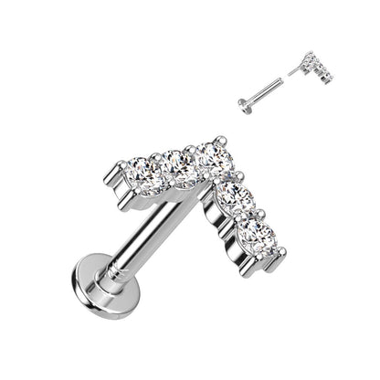 Or 14kt Labret Zircone En L Enfoncer