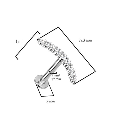 14 Karat Gold Labret Bogenform Zirkonia Gelbgold Weißgold Push-In