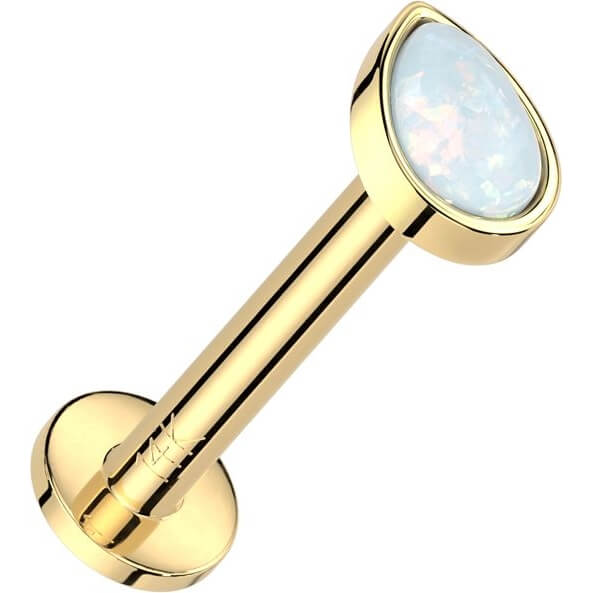 Or 14kt Labret Opale  Goutte Enfoncer