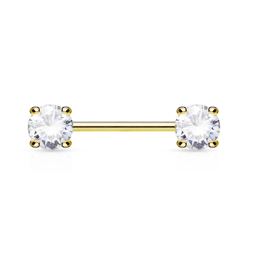 Oro 14 kt Piercing Capezzolo Zircone