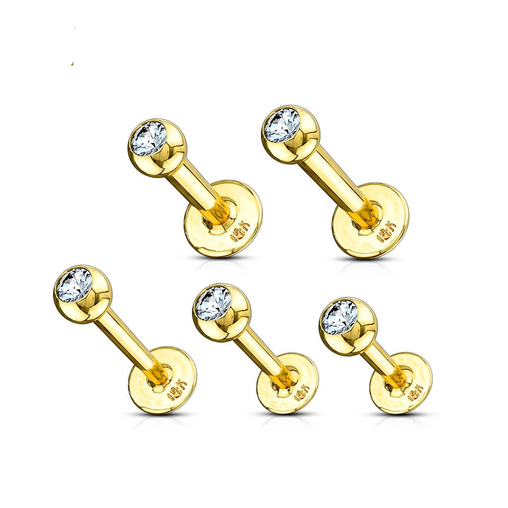 Oro 14kt Bola de Circonita Labret