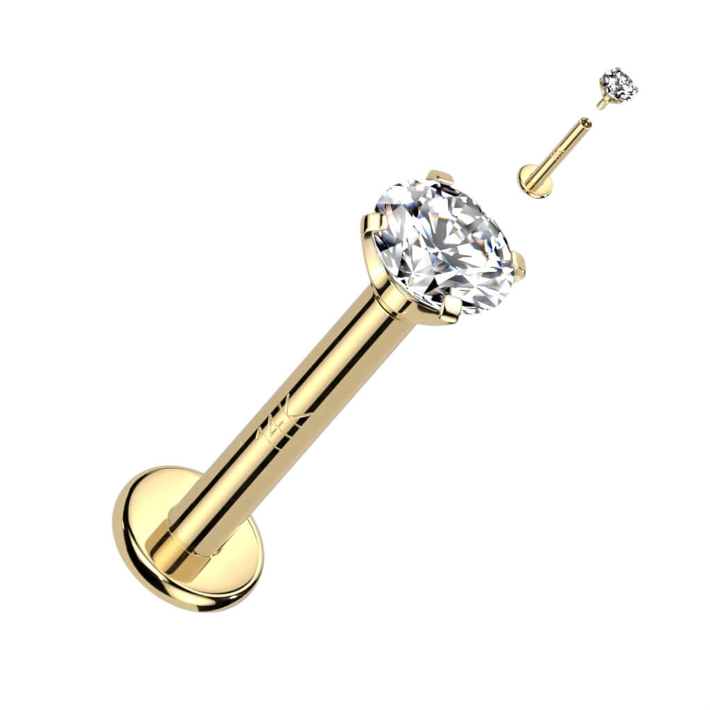 Oro 14kt Circonita Rosca interna Labret