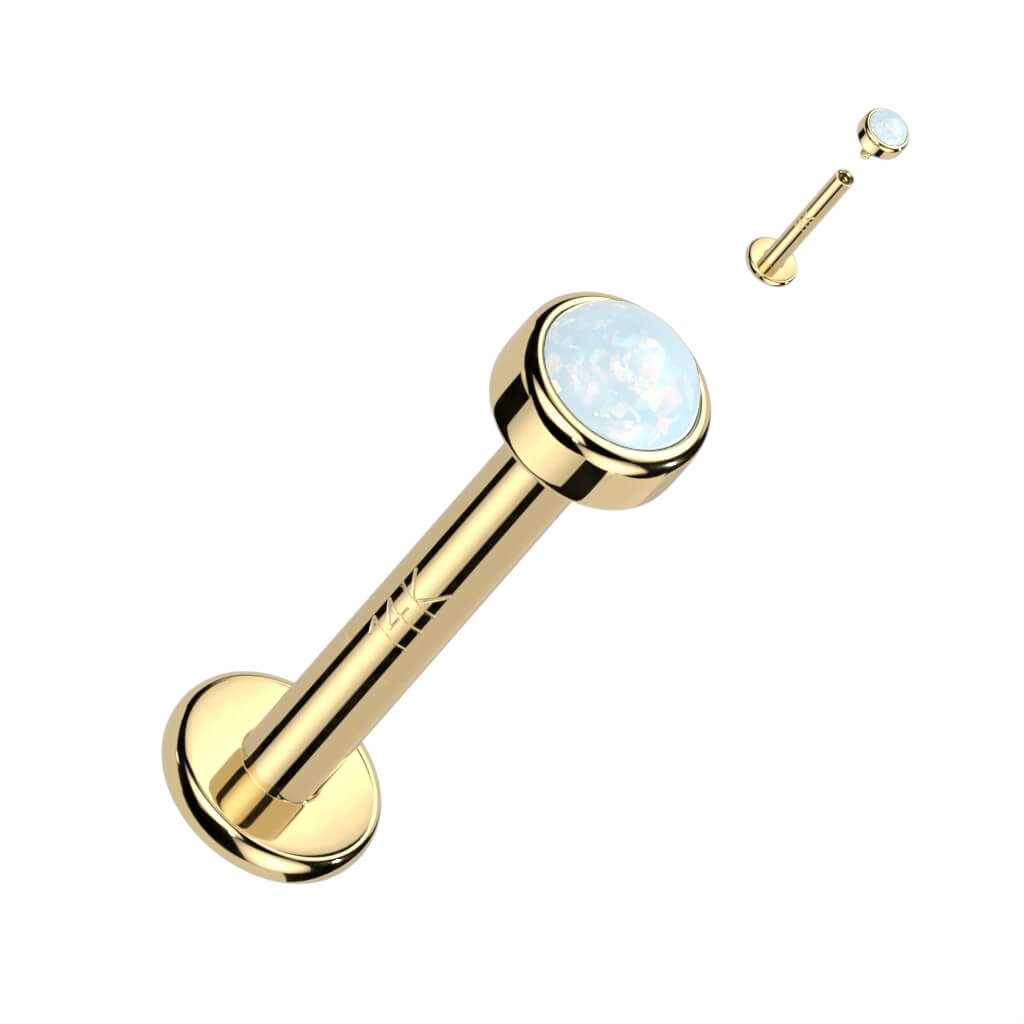 Oro 14kt Ópalo Rosca interna Labret