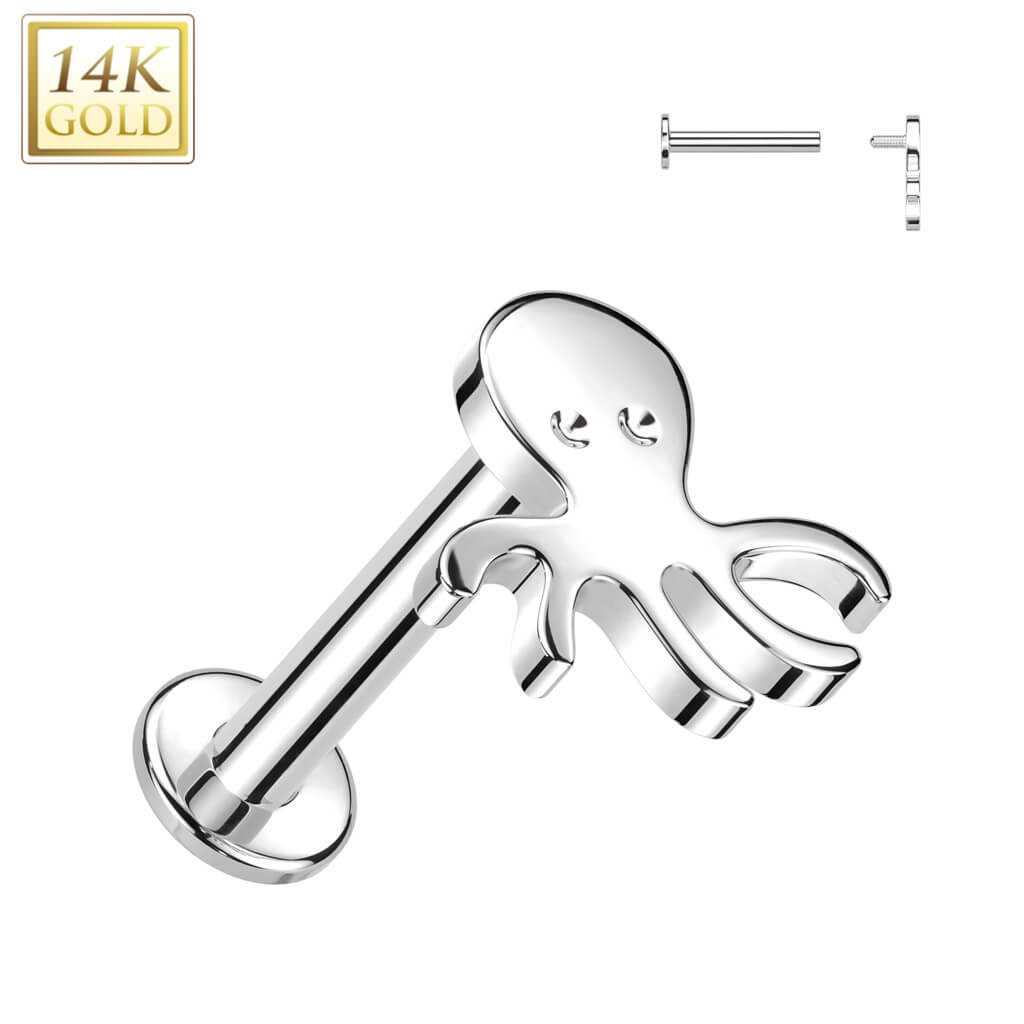 Oro 14kt Pulpo Rosca interna Labret