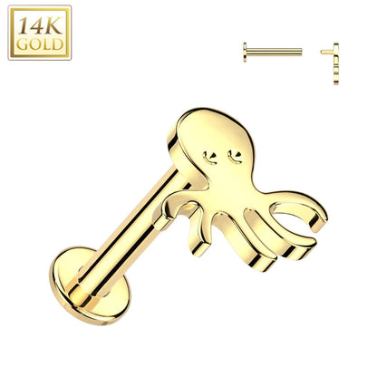 Or 14kt Labret Pieuvre Filetage Interne