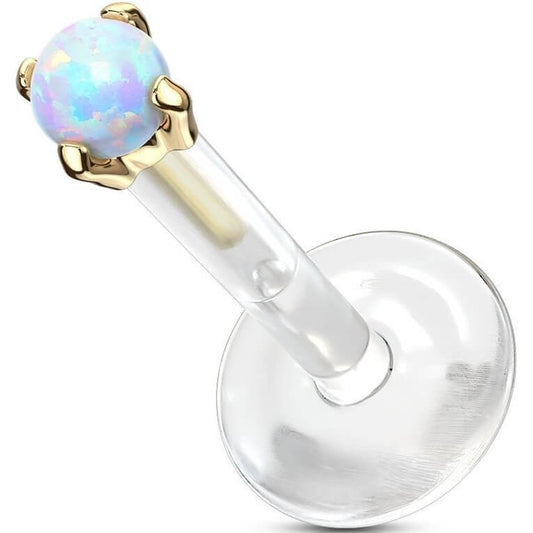 Or 14kt Labret Opale Ronde Enfoncer