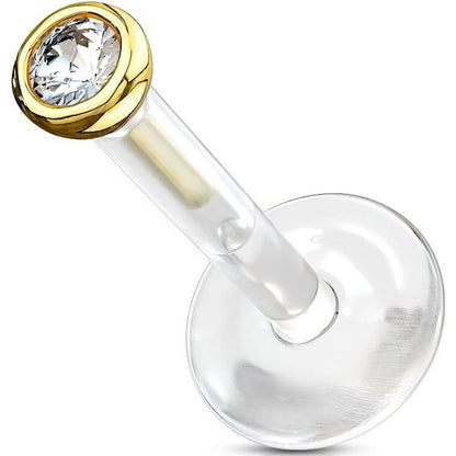 Oro 14kt Circonita redonda Push In Labret