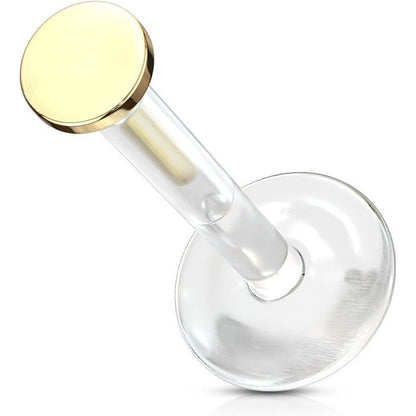 Oro 14kt Circulo plano Push In Labret