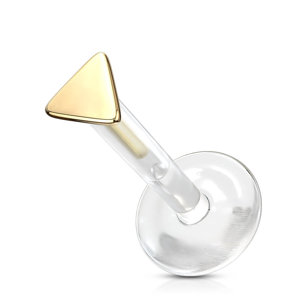 Oro 14kt Triángulo Plana Push In Labret