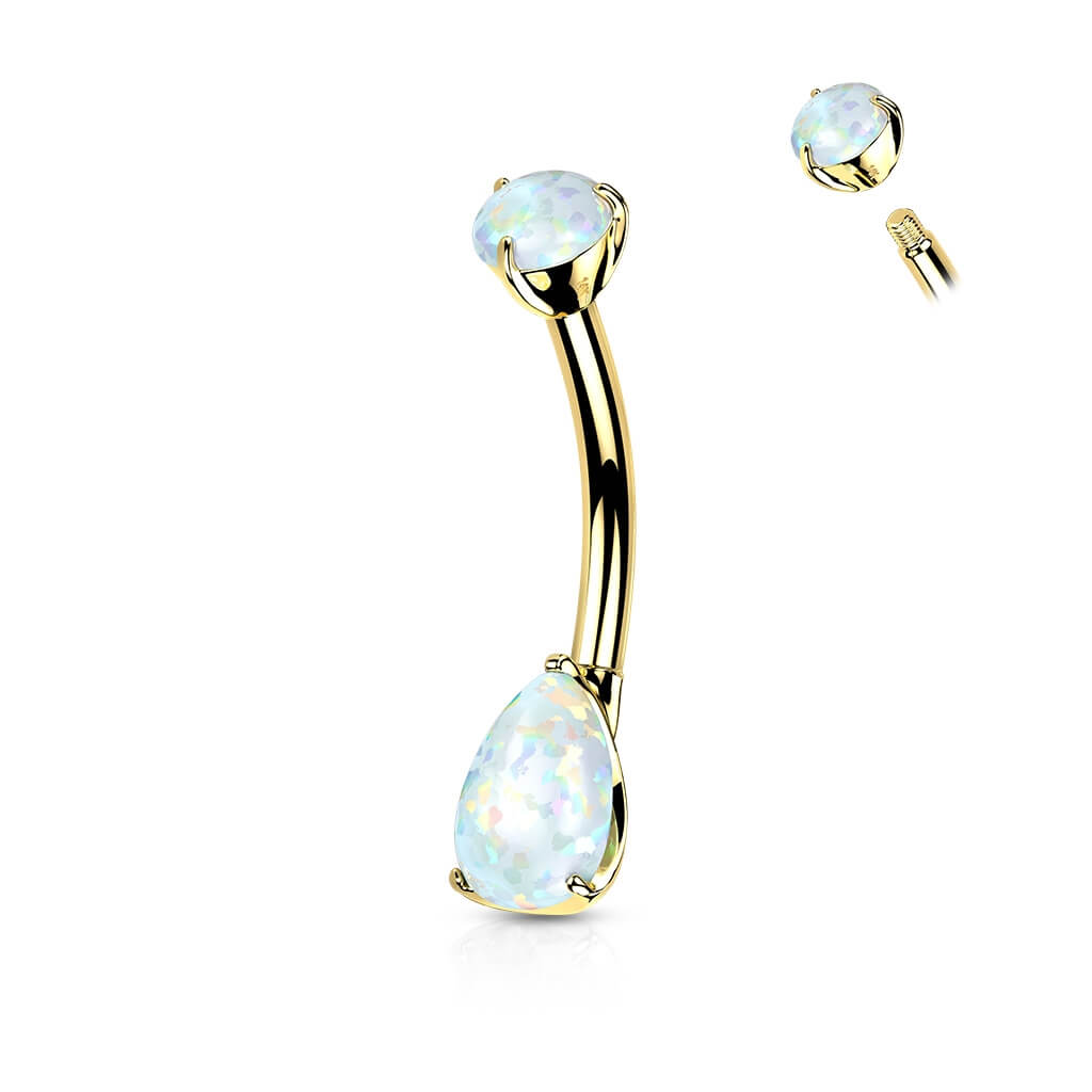 Oro 14kt Piercing ombligo Circonita gota