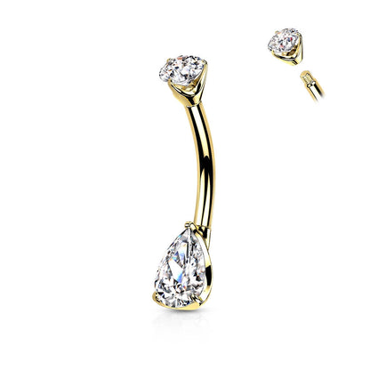 Oro 14kt Piercing ombligo Circonita gota