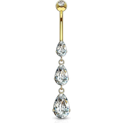 Or 14kt Piercing Nombril Pendentif Goutte Zircone