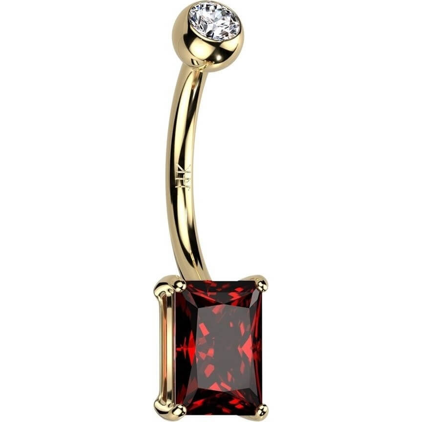 Or 14kt Piercing Nombril Zircone Carrée