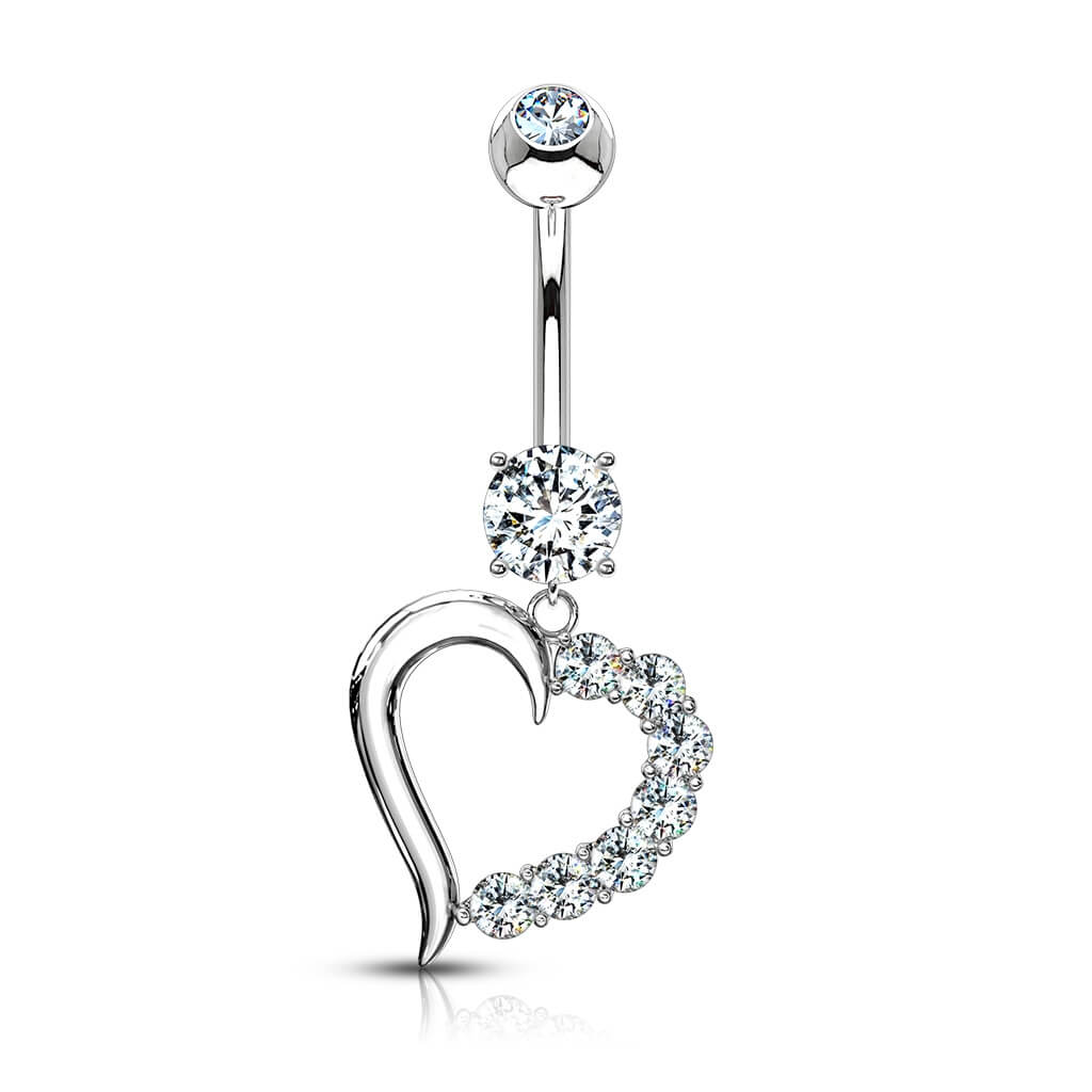 Oro 14kt Piercing ombligo Corazón Circonita