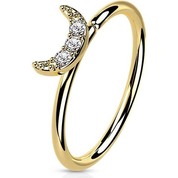 14 Karat Gold Ring Ring Mond Zirkonia Gelbgold Weißgold Biegbar