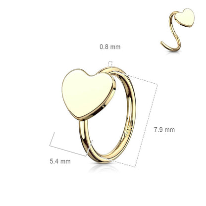 Solid Gold 14 Carat Ring Heart Bendable